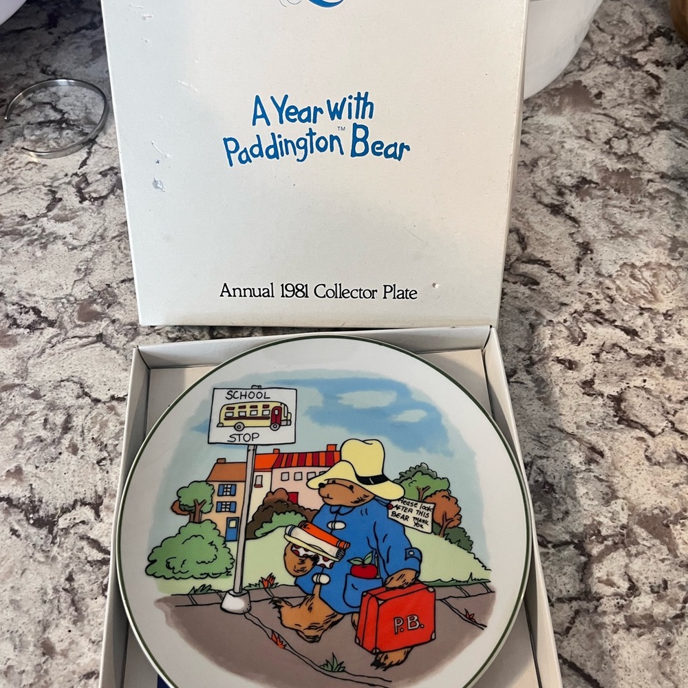1981 Paddington Bear Collector Plate - Blue and White